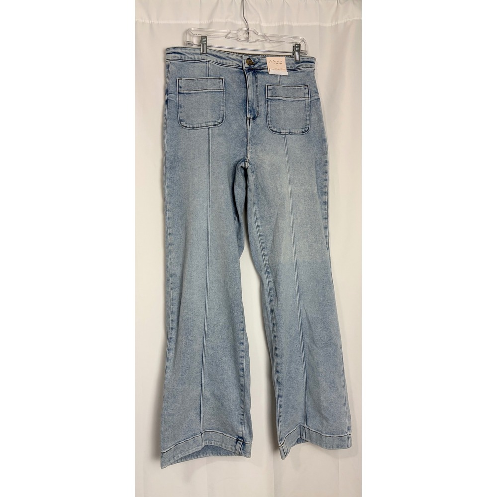 LC Lauren Conrad Super High-Rise Wide Leg Jeans Light Wash Blue 14L NWT